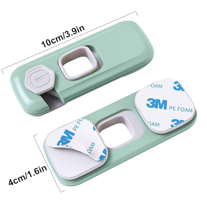 5 Pack Child Proof Refrigerator Lock, QYESWHSR Fridge Locks for Kids with Sticky Adhesive Pads, Child Safety Locks for Doors, RV Refrigerator, Oven Lock Child Safety Baby Cabinet Locks - Green Updated-CubbioJoy