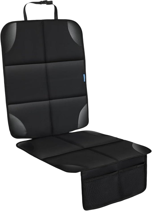 Car Seat Protector for Child Carseat, 1 Pack Protect Car Seat Cover for Baby with Thickest Padding and Non-Slip Padded Backing Mesh Pockets Kids Pets Car Back Seat Protectors(Black)-CubbioJoy
