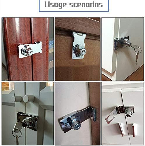 2 Packs Keyed Hasp Locks Twist Knob Keyed Locking Hasp for Small Doors, Cabinets and More,Stainless Steel Steel, Chrome Plated Hasp Lock Catch Latch Safety Lock (3Inch with Lock)-CubbioJoy