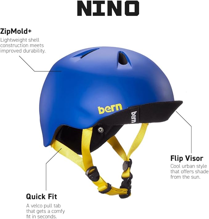 Bern Nino Bike Helmet for Kids, Ages 3-12, Flip Visor, Adjustable fit, Lightweight, CPSC Safety Certified-CubbioJoy