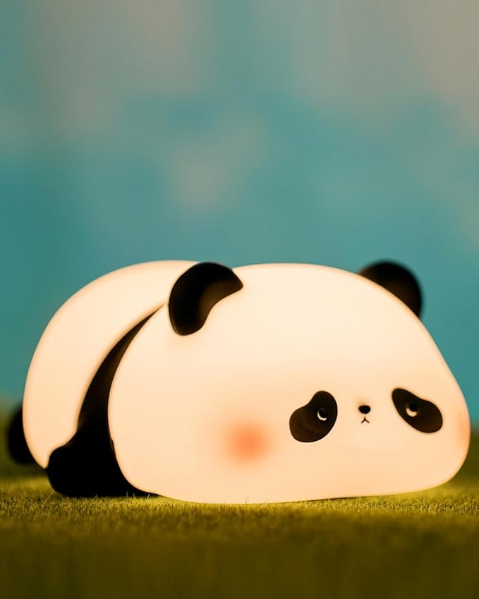 ATSUI Cute Panda Night Light, LED Squishy Novelty Animal Night Lamp, Food Grade Silicone 3 Level Dimmable Nursery Nightlight for Desk Decor, Funny Gifts Stuff for Boys Girls Baby, White Elephant Gifts-CubbioJoy