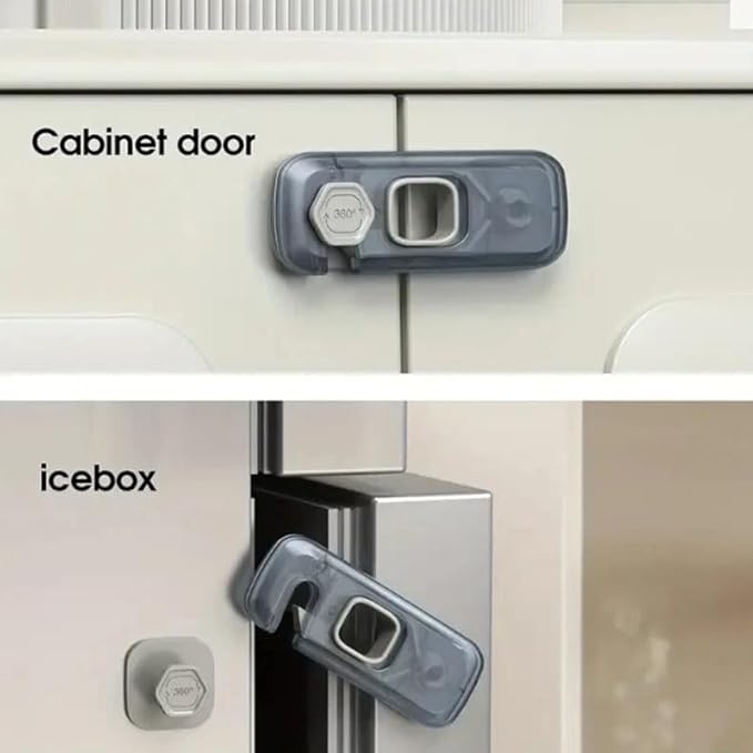 2x Child Kid Lock Fridge, Freezer, Cabinet Catch Baby Safety Lock Door Safe (Green)-CubbioJoy