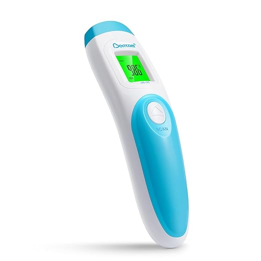 Berrcom Non Contact Forehead Thermometer Digital 3 in 1 Contactless Infrared Thermometer for Babies Adults Objects and Space Instant Measuring Time Memory Function-CubbioJoy