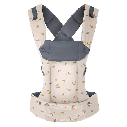 Beco Gemini Baby Carrier from Newborn to Toddler - Certified Ergonomic Newborn Baby Carrier for Infants and Children of 7-35 lbs - M Shape, Adjustable Seat, 100% Cotton (Dots)-CubbioJoy