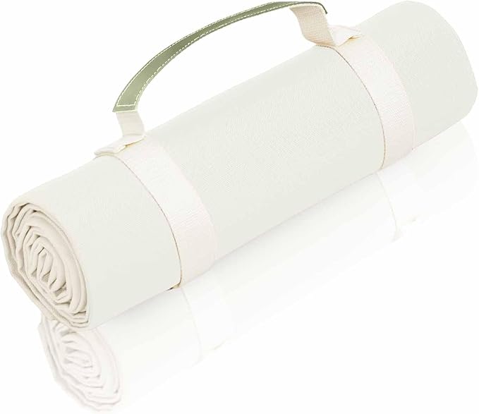 4’9” x 6’3” White Lightweight Water-Resistant Canvas Mat – Picnic, Outdoor, Beach, Park, Camping, Toy Mat-CubbioJoy