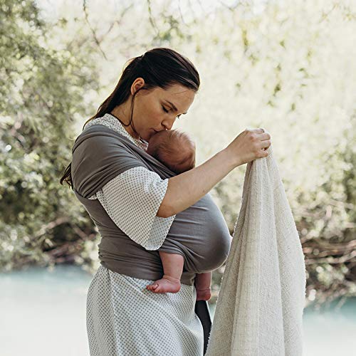 Boba Baby Wrap Carrier – Original Baby Sling Carrier for Newborns (7–35 lbs), Soft, Secure, Hands-Free & Ergonomic, Ideal for Comfortable Bonding, New Parents (Grey)-CubbioJoy