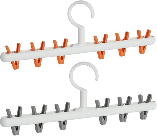 Clothes Hanger 2 Pack Clothes Drying Racks Windproof for Drying Socks Bras Underwears Baby Clothes Hats Scarfs Towels Pants and Gloves Diaper Grey Orange-CubbioJoy