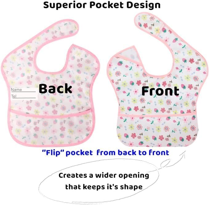 Baby bibs Waterproof Toddler bib - Feeding bib with Pocket for Infant Boy Girl Washable 6-36M-CubbioJoy
