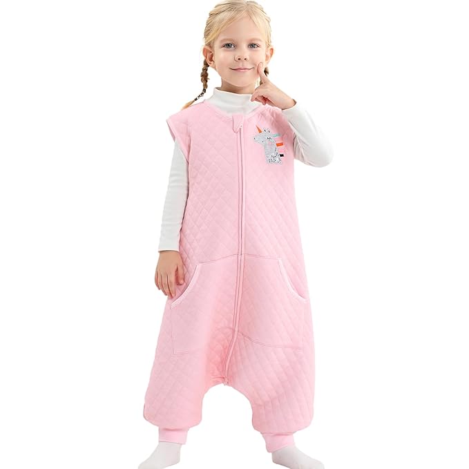 Baby Toddler Sleep Sack with Feet 2.5 TOG Winter, Wearable Blanket with Legs, Toddler Sleeping Sack Long Sleeve (Pink, 2T-3T)-CubbioJoy