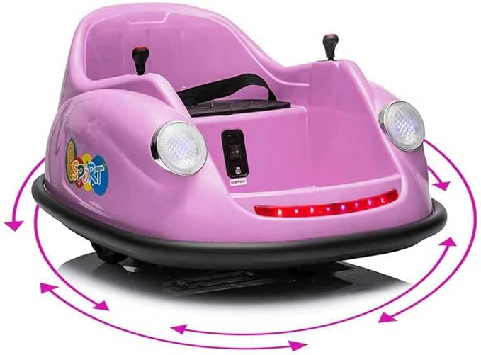 12V Bumper Car for Toddlers, Electric Toy Ride on Battery Car with Kids W/Parent Remote Control, 2-Speed, 360 Degree Spin, Music & LED Lights for Kids, Purple-CubbioJoy