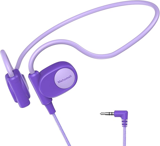Kid Headphones for School, Air Conduction Open Ear Headphones, 3.5mm Jack Wired Cord, Ultra-Comfort, Ergonomic and Lightweight Design Perfect for School and Outdoor Activities-Purple-CubbioJoy