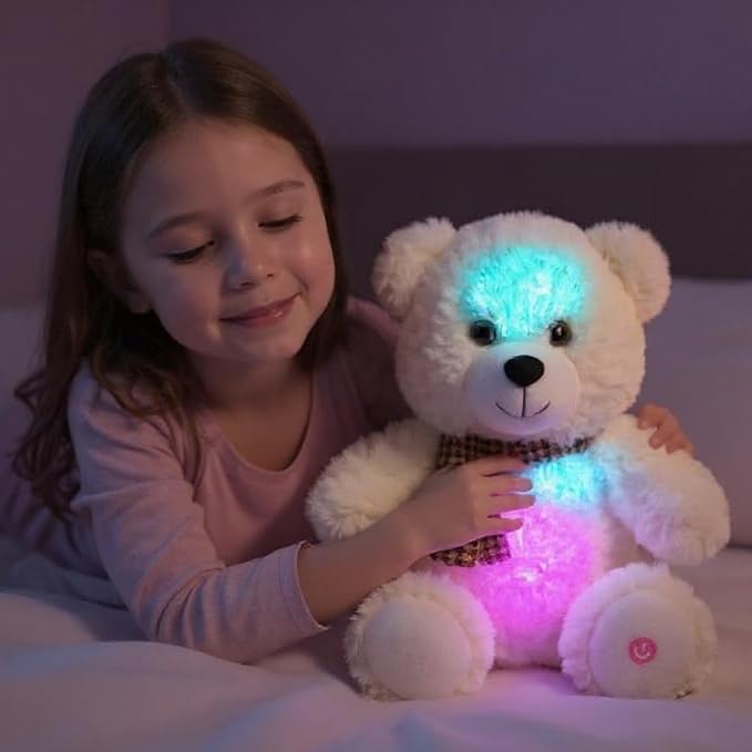 Cuteoy Glowing LED Bear Light-up Nightlight Toys Musical Plush Stuffed Animal Singing Lullabies Birthday Christmas Plushies Gifts for Kids Boys Girls,10.5"-CubbioJoy