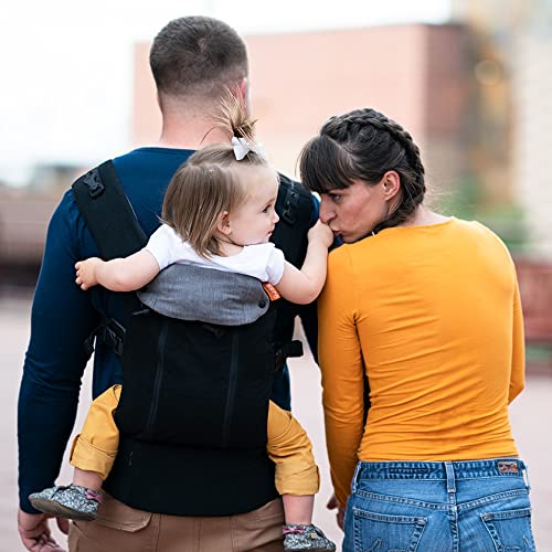 Beco Baby Carrier 8 Hybrid Newborn to Toddler Carrier (7-45lbs) - All in 1 Mesh Toddler Carrier - Baby Carrier Backpack, Front and Hip Carrier with Adjustable Seat - Cooling Ergonomic Carrier (Black)-CubbioJoy