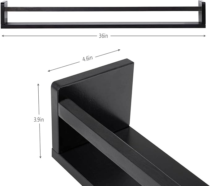 AZSKY Black Nursery Bookshelves for Wall Hanging Kids Bookshelf Baby Book Shelf Organizer Wall Bookshelves Kids Shelves and Storage for Wall Playroom Shelves 36 Inch a Set of 3 Same Sizes-CubbioJoy