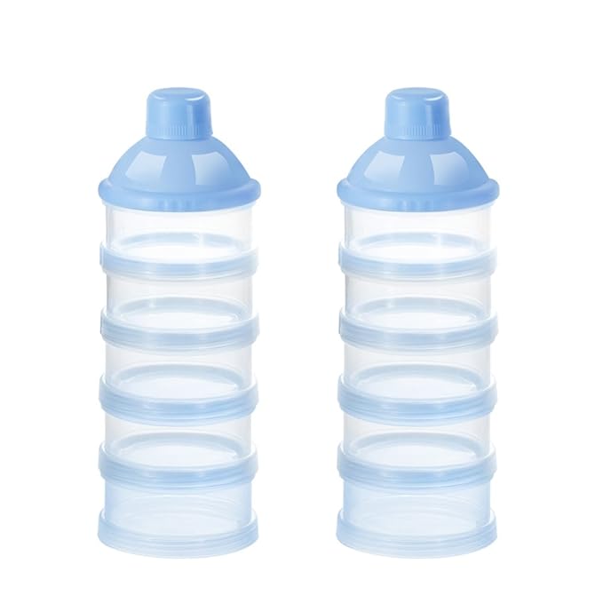 Accmor Formula Dispenser On The Go, 5 Compartments Stackable Formula Container for Travel, Baby Milk Powder Kids Snack Container, BPA Free-CubbioJoy