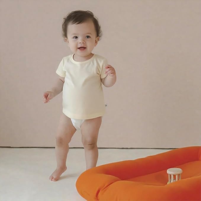 Baby Lounger - Snuggle Cozy Me Infant Lounger for Newborns | Breathable & Soft, Portable Awake-Time Pad, Essential Baby Gift- Orange (Lounger Cover Included)-CubbioJoy