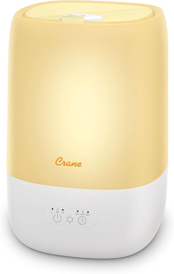 Crane Ultra-Quiet 3-in-1 Humidifier for Baby with Essential Oil Tray, 7-Color Sleep Light, 1 Gallon Top-Fill Tank, Ideal for Bedroom-CubbioJoy