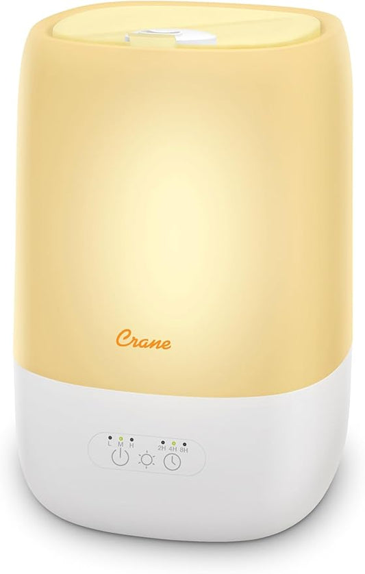 Crane Ultra-Quiet 3-in-1 Humidifier for Baby with Essential Oil Tray, 7-Color Sleep Light, 1 Gallon Top-Fill Tank, Ideal for Bedroom-CubbioJoy