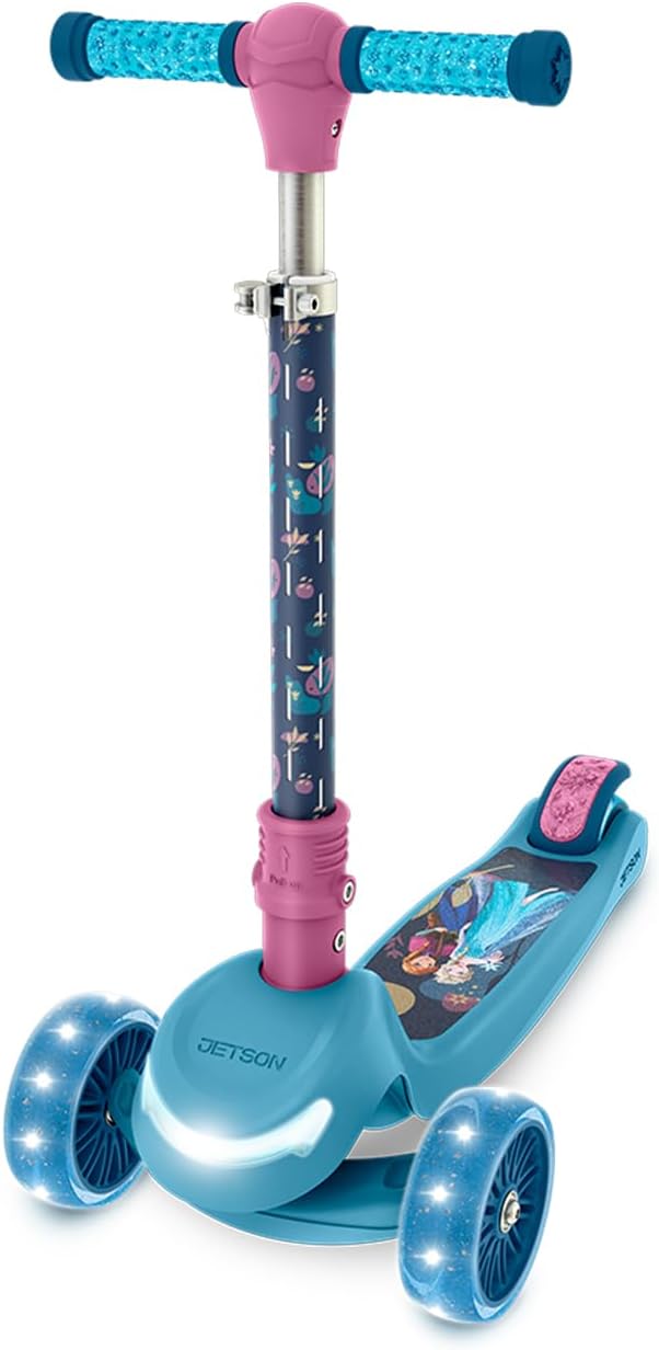 Jetson Character Kids Kick Scooter, LED Lights on Stem & Light-Up Wheels, Lightweight Frame, Height-Adjustable Handlebar, Lean-to-Steer System, Easy-Fold Mechanism-CubbioJoy