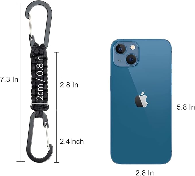 BRAVESHINE Paracord Keychain Carabiner Clip, D Ring Lanyard Hanger Stroller Hook for Water Bottle, Key, Backpacks, Men, Women-CubbioJoy
