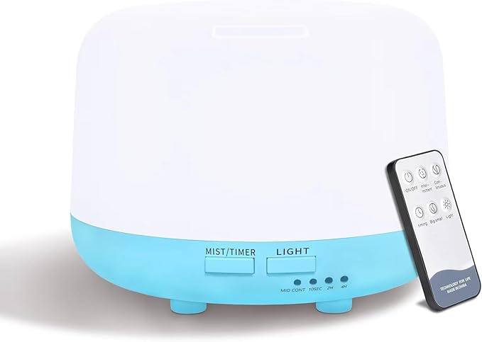 300ML Air Diffuser for Essential Oils, Ultrasonic Aromatherapy Diffuser, Remote Control Aroma Diffuser Humidfer, 7Color Changing LED Light,Auto-Off, Timer for Home, Bedroom, Office, Kids.-CubbioJoy