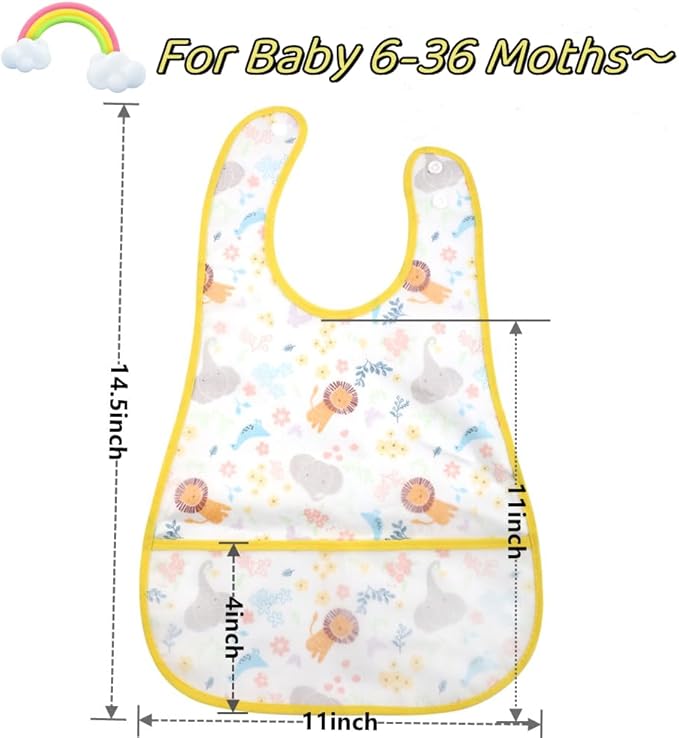 Baby bibs Waterproof Toddler bib - Feeding bib with Pocket for Infant Boy Girl Washable 6-36M-CubbioJoy