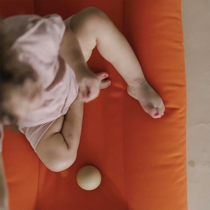 Baby Lounger - Snuggle Cozy Me Infant Lounger for Newborns | Breathable & Soft, Portable Awake-Time Pad, Essential Baby Gift- Orange (Lounger Cover Included)-CubbioJoy