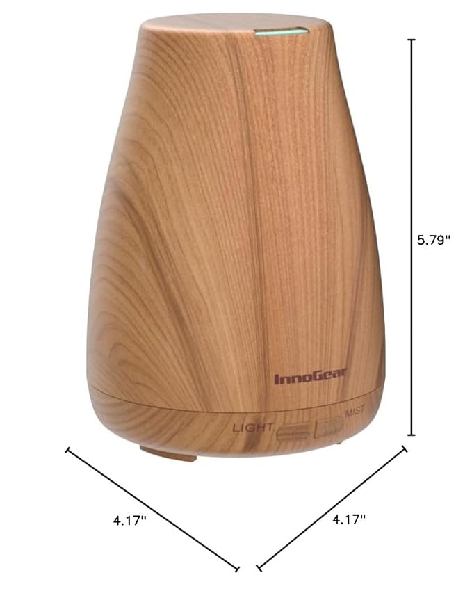 InnoGear Essential Oil Diffuser with Oils, 100ml Aromatherapy Diffuser with 6 Essential Oils Set, Aroma Cool Mist Humidifier Gift Set, Yellow Wood Grain-CubbioJoy
