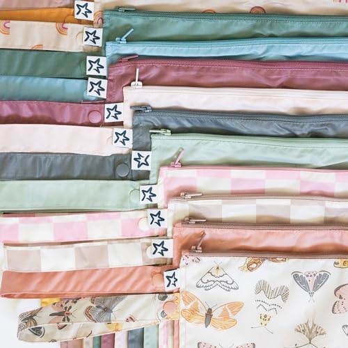 Tiny Twinkle Mess proof Waterproof Wet Dry Bag,2pk Reusable Wet Bags for Swimsuits&Baby Clothes,Leakproof Wet Bag,Waterproof Bag for Travel&Diaper bag,Wet Bags for Baby (Slate, Olive)-CubbioJoy