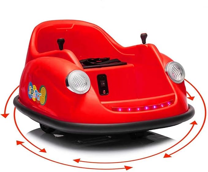 12V Bumper Car for Toddlers, Electric Toy Ride on Battery Car with Kids W/Parent Remote Control, 2-Speed, 360 Degree Spin, Music & LED Lights for Kids, Red-CubbioJoy