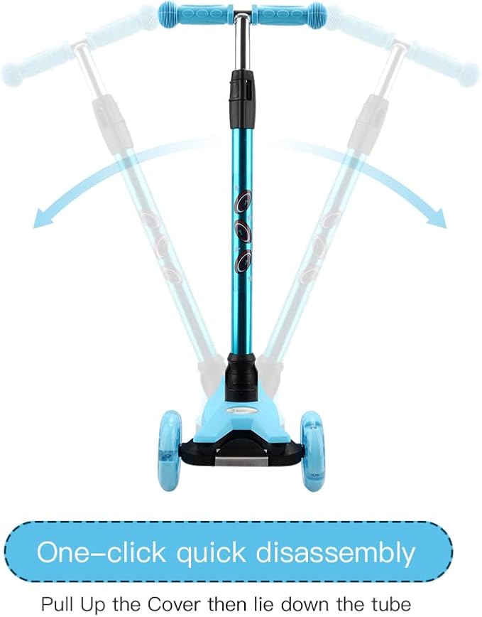 3 Wheel Scooter for Kids Ages 6-12,Kids Scooter with Light Up Wheels, Sturdy Deck Design, and 4 Height Adjustable Suitable for Kid Ages 3-12-CubbioJoy