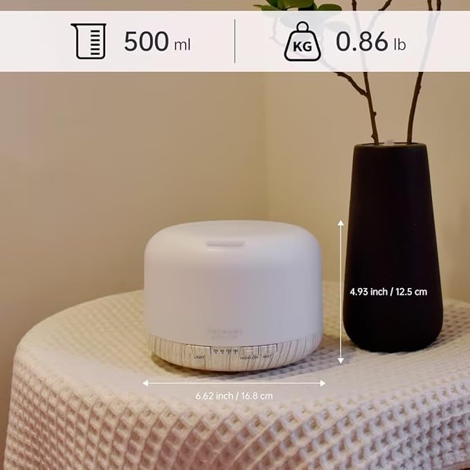 ASAKUKI 500ml Premium Essential Oil Diffuser with Remote Control, 5 in 1 Ultrasonic Aromatherapy Fragrant Oil Humidifier Vaporizer, Timer and Auto-Off Switch (White)-CubbioJoy