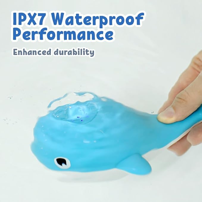 Baby Bath Toys for 6-12 Months, Rechargeable Bath Toys for Babies 6-18 Months, Whale Bath Toy Sprinkler for Toddlers 1-3 2-4, Light Up Bath Toy for Kids, Infant Bathtub Toys-CubbioJoy