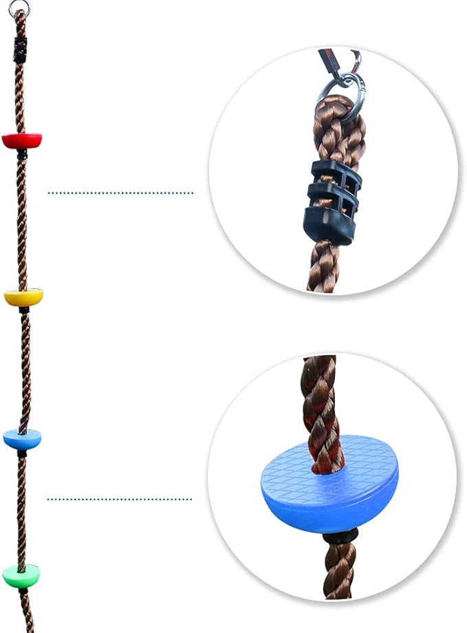 6.56ft Climbing Rope Swing with Treads Climbing Rope Plate Swing Hanging Swing Ninja Rope Accessories-CubbioJoy