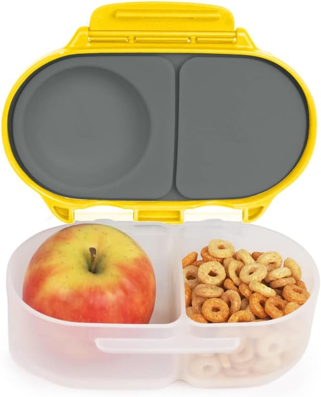 b.box Snack Containers for Kids, Toddler Snack Box Container, Reusable Small Bento Box for Lunch, School & Travel, Leak Proof, BPA free, Dishwasher Safe, Ages 4 months+ (Lemon Sherbet, 12oz capacity)-CubbioJoy