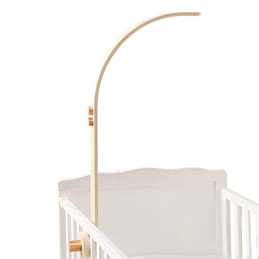 Baby Crib Mobile Arm - Wooden Baby Mobile Crib Holder for Hanging Baby Crib Attachment for Nursery Decor (Curved Structural Arm)-CubbioJoy