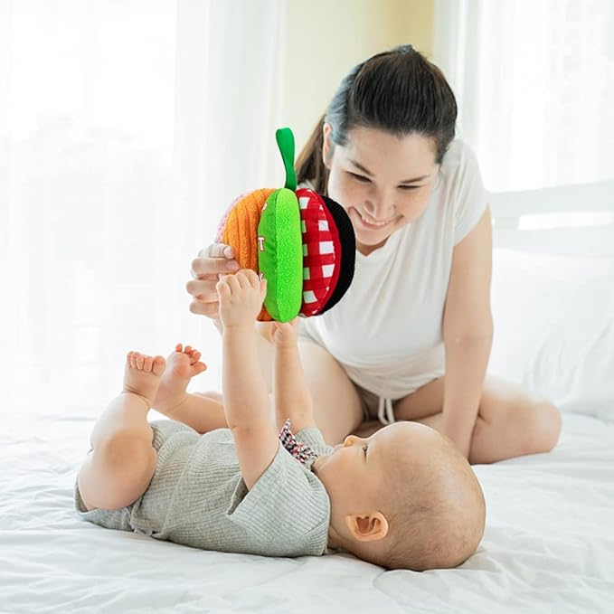 8-in-1 Sensory Balls for Infant Toddlers,Rainbow Fabric Baby Toy for Sensory Development,Montessori Toys for Babies 6-12 Months,8 Different Sensory Tactile Textures with Crinkle Rattle Squeakers-CubbioJoy