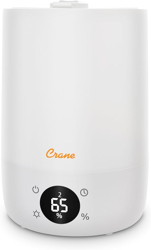 Crane Ultra-Quiet 3-in-1 Humidifier, Essential Oil Aroma Diffuser & Soothing Sleep Light - Compact 1.2 Gallon Capacity with Adjustable Night Light & Fragrance Tray - Ideal for Bedroom and Office-CubbioJoy