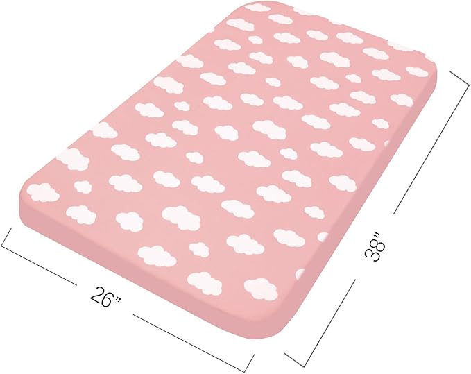 4-Pack Fitted Pack and Play Sheets for Boys and Girls - Breathable, Soft Microfiber Baby Sheets in Grey and Pink-CubbioJoy