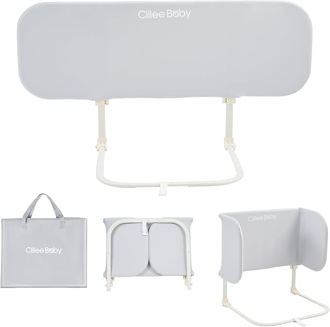 Ciilee Baby Bed Rail for Toddlers Portable Travel Kids Beds Guard Rails for Queen Bed Foldable Children Side Railing for Twin Beds Adjustable Bedrail Barandas para Camas de Niños（Grey,48in-CubbioJoy