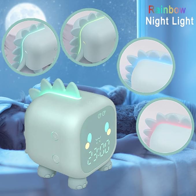 Kids Alarm Clock Girls Green Dinosaur Alarm Clocks with Night Light Bluetooth Digital Alarm Clock for Kids Girls Children-CubbioJoy