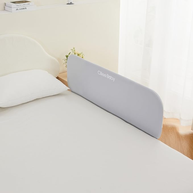 Ciilee Baby Bed Rail for Toddlers Portable Travel Kids Beds Guard Rails for Queen Bed Foldable Children Side Railing for Twin Beds Adjustable Bedrail Barandas para Camas de Niños（Grey,48in-CubbioJoy