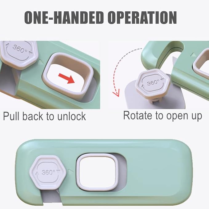 5 Pack Child Proof Refrigerator Lock, QYESWHSR Fridge Locks for Kids with Sticky Adhesive Pads, Child Safety Locks for Doors, RV Refrigerator, Oven Lock Child Safety Baby Cabinet Locks - Green Updated-CubbioJoy