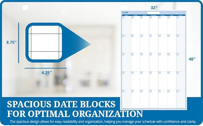 30-Day 1-Month Dry and Wet Erasable Wall Calendar Planner (Vertical 48" x 32", Sky Blue)-CubbioJoy