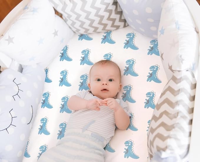 4 Pack Soft Baby Boy Sheets Dinosaur Star Cloud Soft Polyester Neutral Unisex Fitted Sheets Set for Baby Boys-CubbioJoy