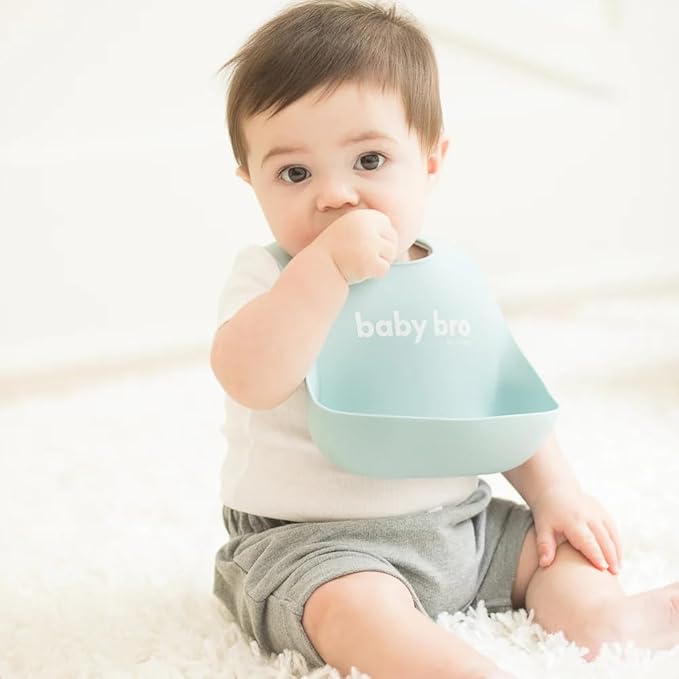 Baby Bib for Eating by Bella Tunno, Waterproof Silicone Bib with Large Food Catcher, Adjustable Fit for Babies 4-12 months & Toddlers 1-3 Years, Boys & Girls, Baby Bro-CubbioJoy