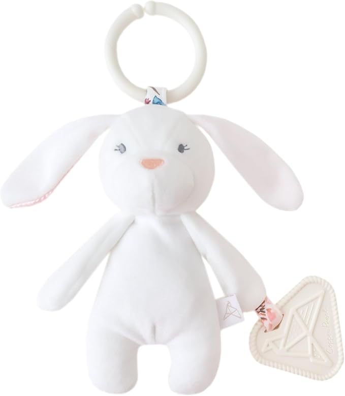 Copper Pearl On-The-Go Plush: Clip On Baby Toys for Travel, Soft Stuffed Bunny Plush with Teether for Sensory Development - Bella Bunny-CubbioJoy