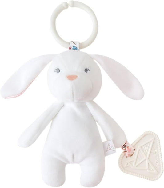 Copper Pearl On-The-Go Plush: Clip On Baby Toys for Travel, Soft Stuffed Bunny Plush with Teether for Sensory Development - Bella Bunny-CubbioJoy
