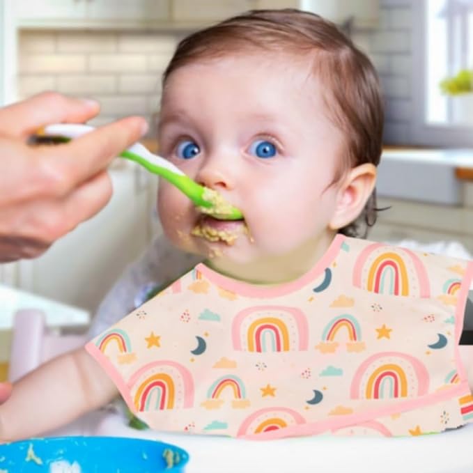 Baby bibs Waterproof Toddler bib - Feeding bib with Pocket for Infant Boy Girl Washable 6-36M-CubbioJoy