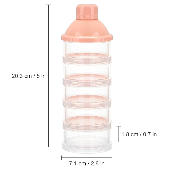 Accmor Formula Dispenser On The Go, 5 Compartments Stackable Formula Container for Travel, Baby Milk Powder Kids Snack Container, BPA Free-CubbioJoy